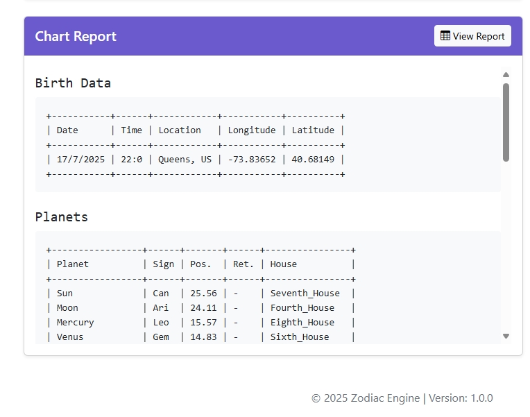 Generating Detailed Astrological Reports